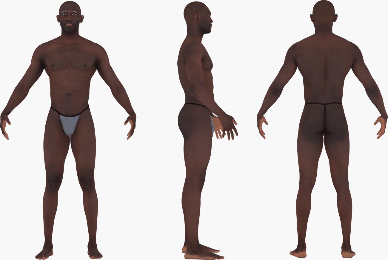 Male body scan 16K PBR texture maps PBR texture map set for a male 3D body scan including Albedo, Normals, Specular, Metalness and Diffuse maps at 16K